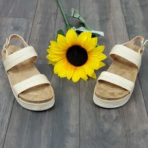Qupid Cream Espadrille Sandals